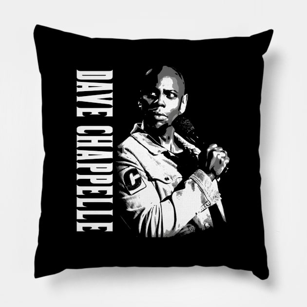 Dave Chapelle Black And White Pillow by lmsmarcel