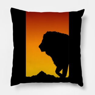 Sunset Lion Design - King of the Jungle Big Cat Lion Art Lion Lover Pillow