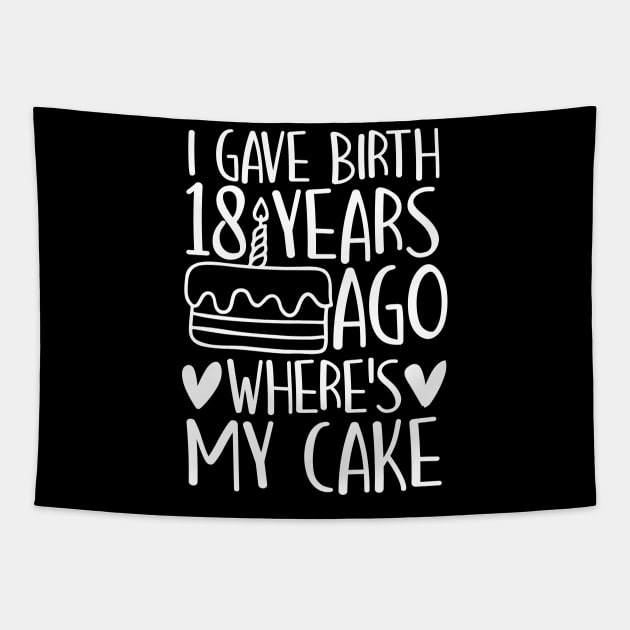 I Gave Birth 18 Years Ago Where's My Cake Tapestry by AngelBeez29