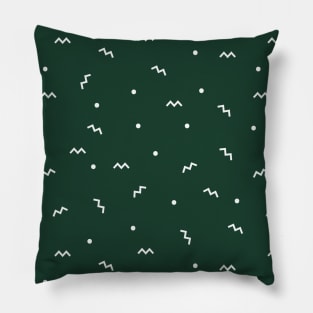 Dots With ZigZags From Green and Dusty Blue Abstract Collection Pillow