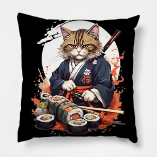 Cool Cat Sushi Art Pillow