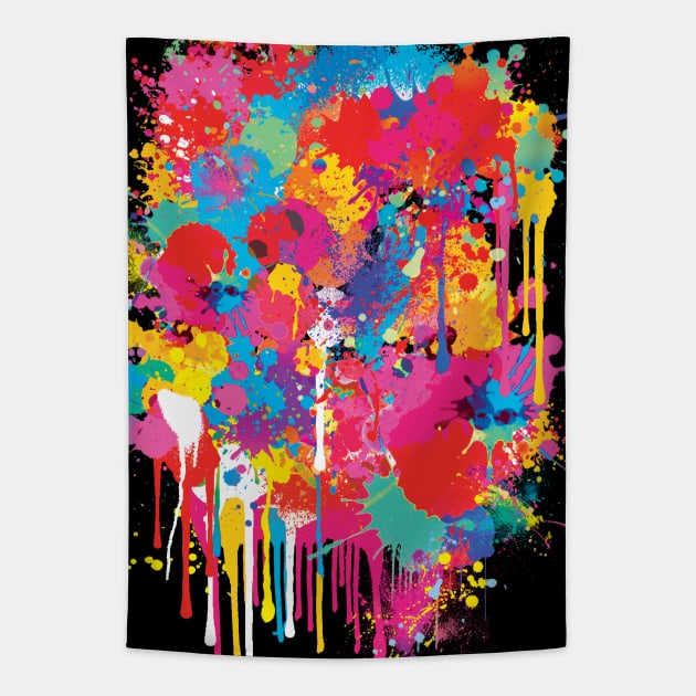 Colorful Paint Splatters Tapestry by saif