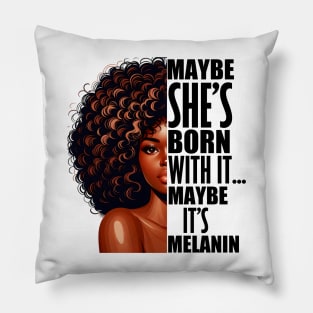 Melanin Queen Afrocentric Black Pride Afro Slogan Pillow