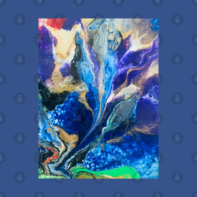 Pouring abstract blue fantasy paint by baksuart