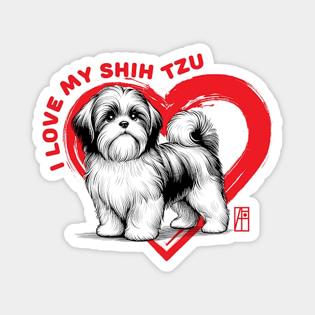 I Love My Shih Tzur - I Love my dog - Devoted dog Magnet by ArtProjectShop