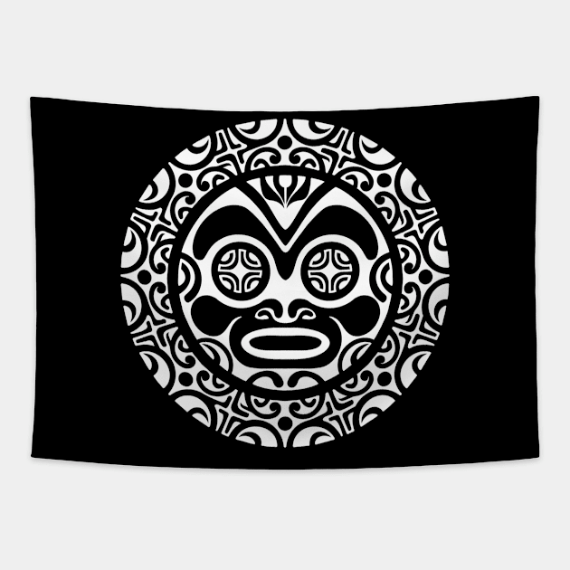 Polynesian Tiki face 1 Tapestry by Tikitattoo