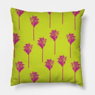 Vintage palm trees pink on lime green Pillow