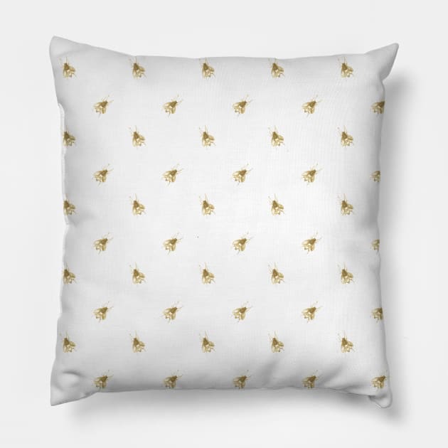 Gold Ditsy Bee Print Pillow by LThomasDesigns