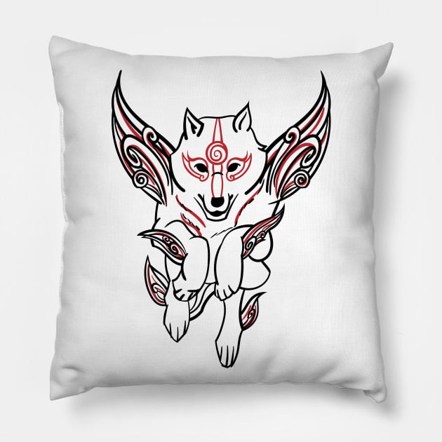 Okami Wolf Jump Pillow by SuperPancake