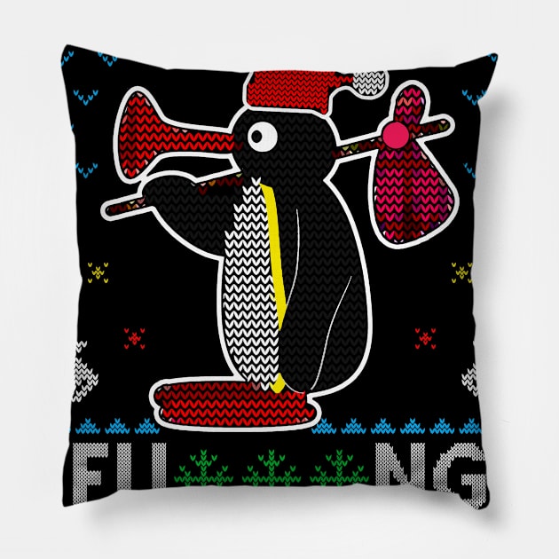 Noot Noot Pingu Ugly Christmas Pillow by AllWellia