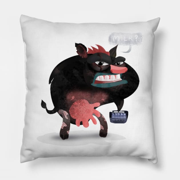 mad cow Pillow by grigorimagid85