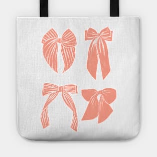 Soft peachy hair ribbon bows striped Tote