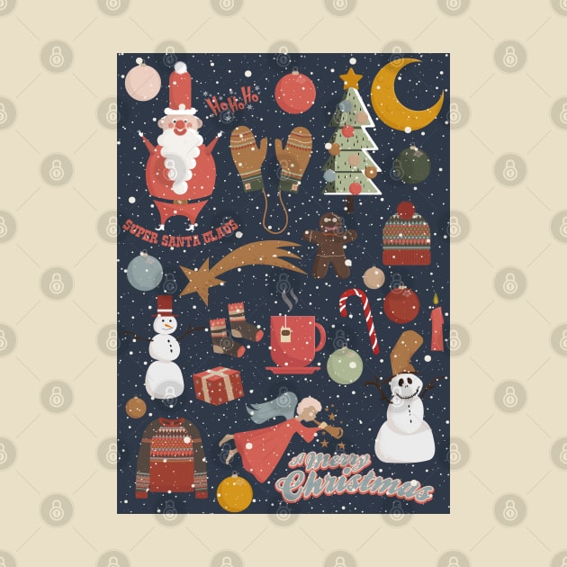 Cute Christmas Postcards - Cute Christmas Illustration - christmas cookies illustration by Boogosh