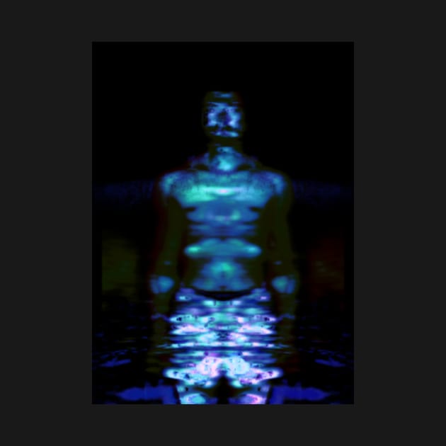 Portrait, digital collage and special processing. Muscular weird guy in briefs. Darkness. Glow. Bright. by 234TeeUser234