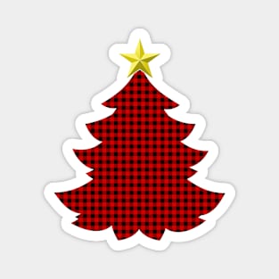 Checkered Christmas Tree-red Magnet