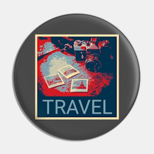 Travel - Shepard Fairey style design Pin