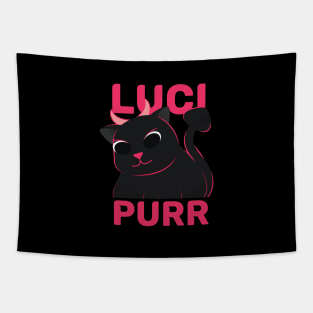 Funny evil cute cat | Lucipurr | Hail Lucipurr | Cute black cat with horn Tapestry