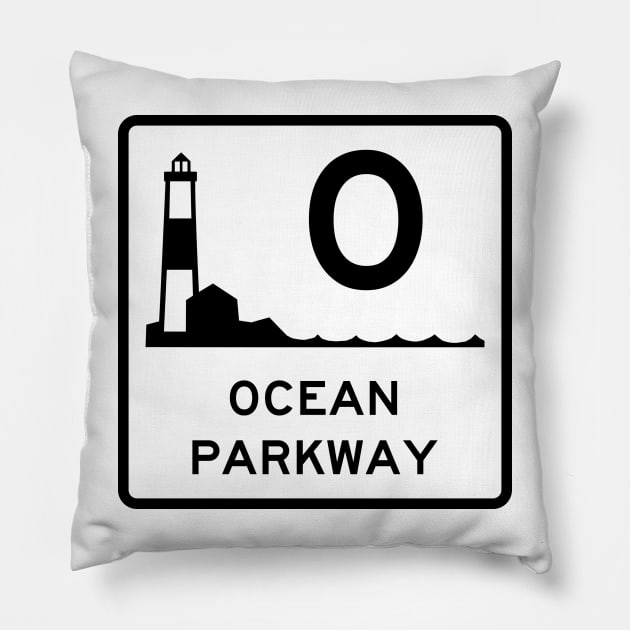 Ocean Parkway Highway Sign New York Pillow by jadedraver