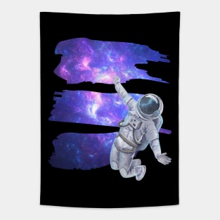 Flying floating astronaut Ufo alien funny cute spaceship moon mars cosmic space Tapestry