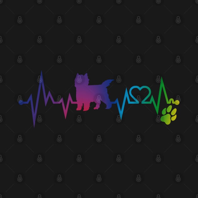 Cairn Terrier Colorful Heartbeat, Heart & Dog Paw by kimoufaster