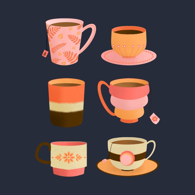 Orange and pink tea cups by Home Cyn Home 