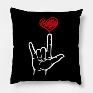 ASL I Love You Hand Heart American Sign Language Pillow