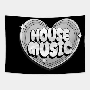 HOUSE MUSIC  - Y2K Heart (Grey) Tapestry