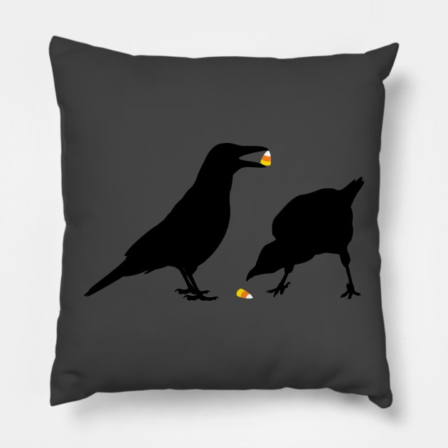 Halloween Candy Corn Crows Pillow by cottoncanvas