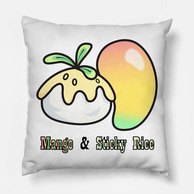 Mango and Sticky Rice Illustration Art Pillow by Tt Store