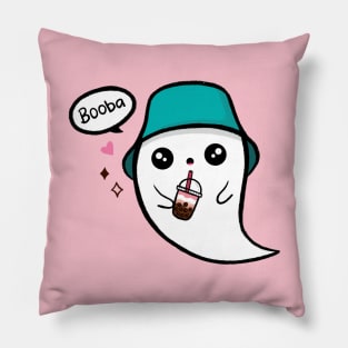 Cute Ghost Drinking Boba Milk Tea Pillow