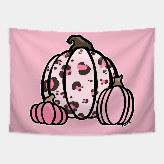 Pink Leopard Print Pumpkin Tapestry by Jan Grackle