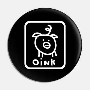 White Line Self Portrait Pig Pin