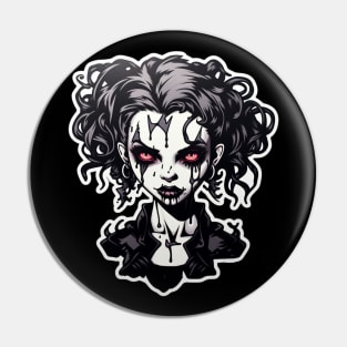 Scary Goth Girl Demon Pin