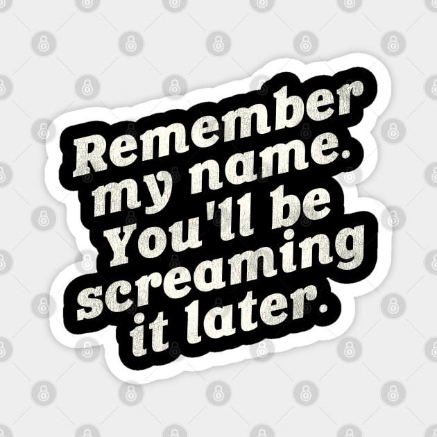 Screaming My Name // Funny Adult Humor Magnet by darklordpug