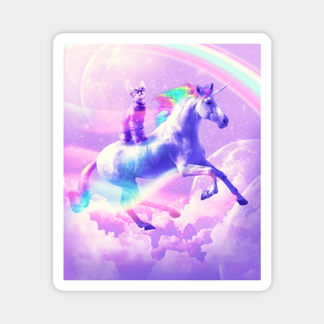 Kitty Cat Riding On Flying Unicorn With Rainbow Magnet by Random Galaxy