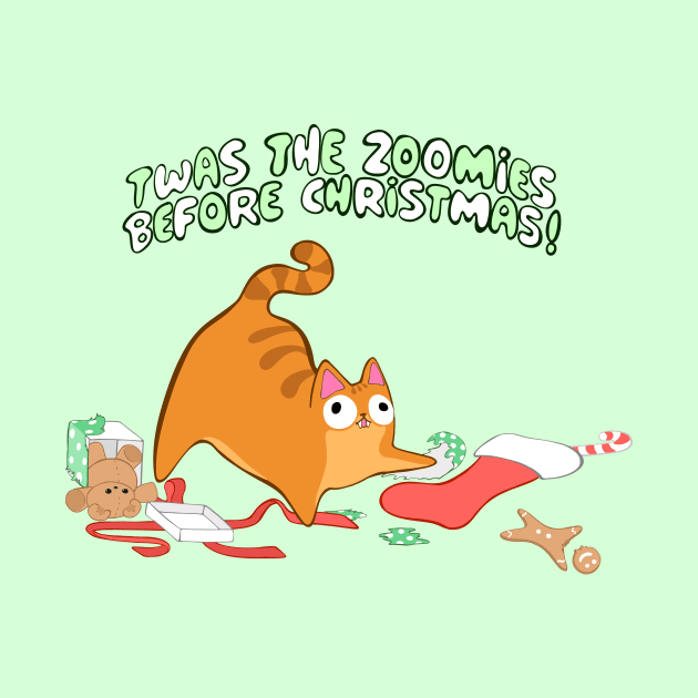 Twas the Zoomies Before Christmas stocking mess Orange Tabby funny by xenotransplant