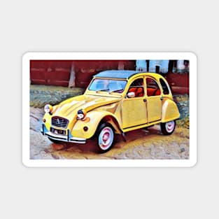 Classic Yellow Citroen 2CV Magnet