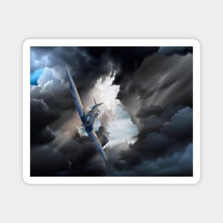 Spitfire Aircraft surrounded by dark clouds Magnet