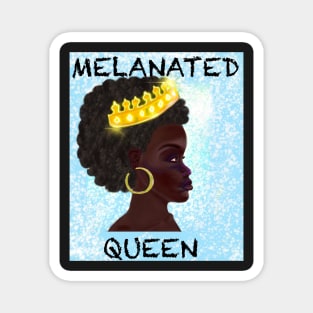 Melanated Afro queen - black woman with Afro hair and dark brown skin side profile. Hair love ! Magnet