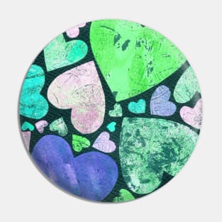 Hearty heart (neon green on black) Pin