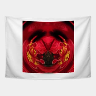 bright but scary a red and gold hibiscus study Tapestry