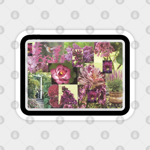 Purple Flowers Collage Magnet by The Golden Palomino