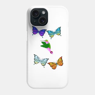 Hummingbird and Butterfly Design Phone Case