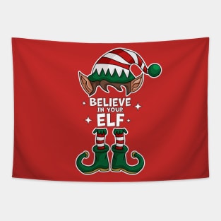 Believe in Your Elf - Funny Christmas Elf Matching Family Tapestry