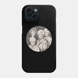 a golden girls drawing in black and white Phone Case