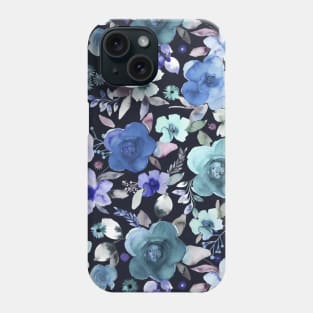 WINTER FLOWER BOUQUETS DARK BLUE Phone Case