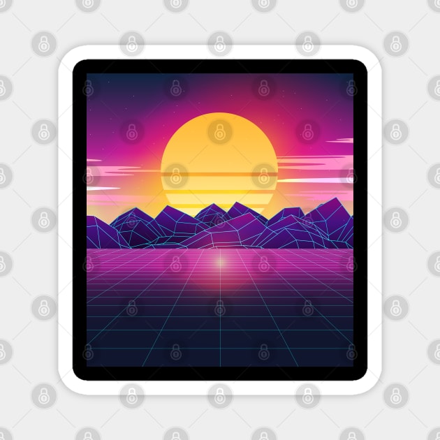 Classic Sunset Synthwave Magnet by edmproject