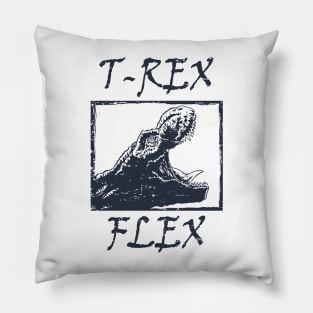 T-Rex Flex Dino Distressed Retro Black Pillow