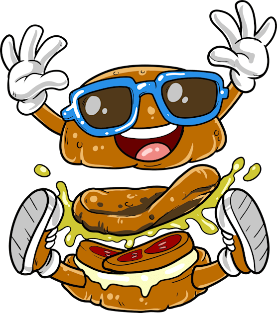 Funny Happy Burger Fast Food Cartoon Kids T-Shirt by Shirtbubble