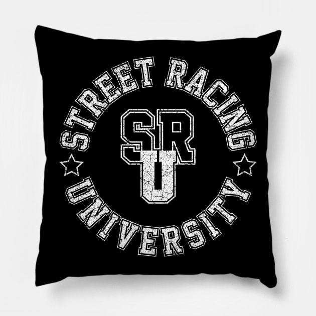 Street Racing University Pillow by cowyark rubbark